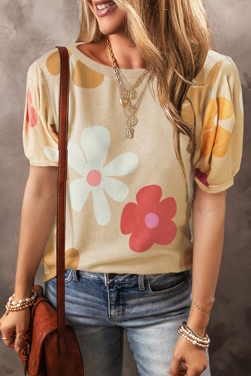 Retro Floral Apricot Top