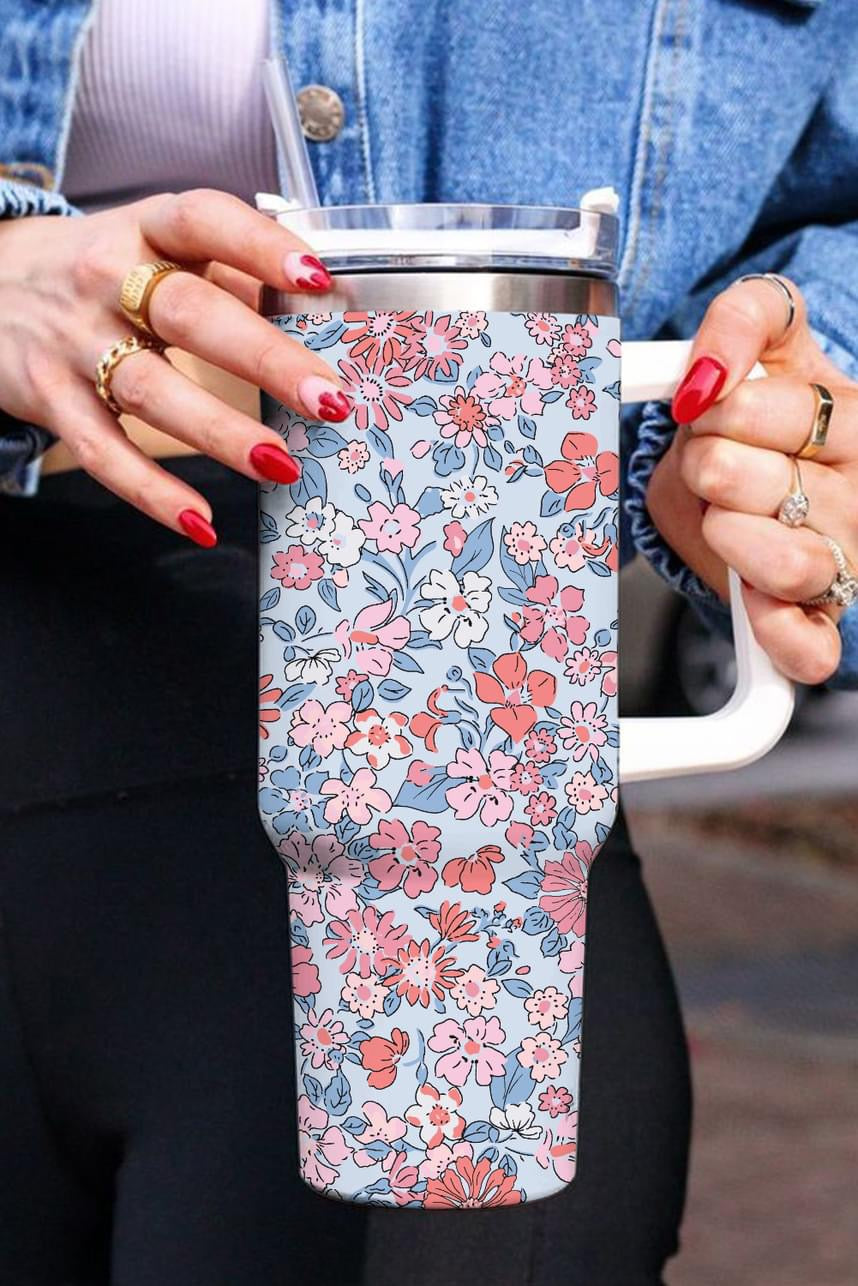 40oz Blue Floral Tumbler