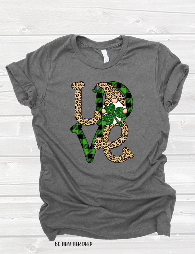 St. Pat's Love Gnome Leopard Plaid