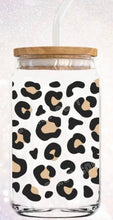 Load image into Gallery viewer, Leopard - 16oz glass can w/bamboo lid and straw
