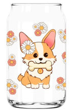 Load image into Gallery viewer, Corgies - 16oz glass can w/bamboo lid and straw
