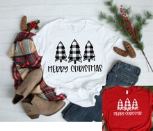 Load image into Gallery viewer, Merry Christmas - Buffalo Plaid Trees-Black Ink
