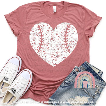 Baseball Distressed Heart