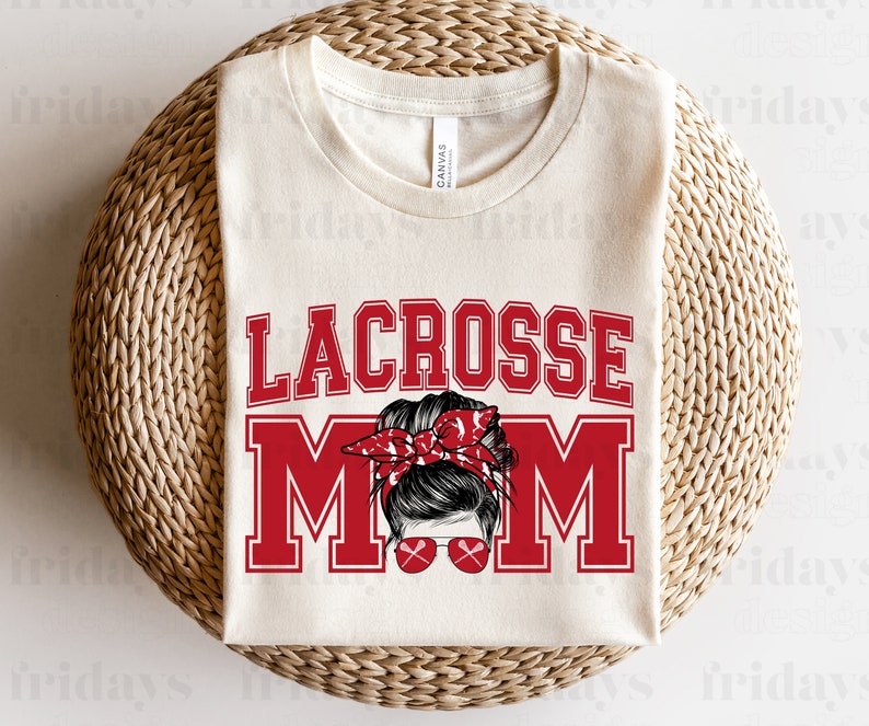 Lacrosse Mom Bun- 2 (red ink )