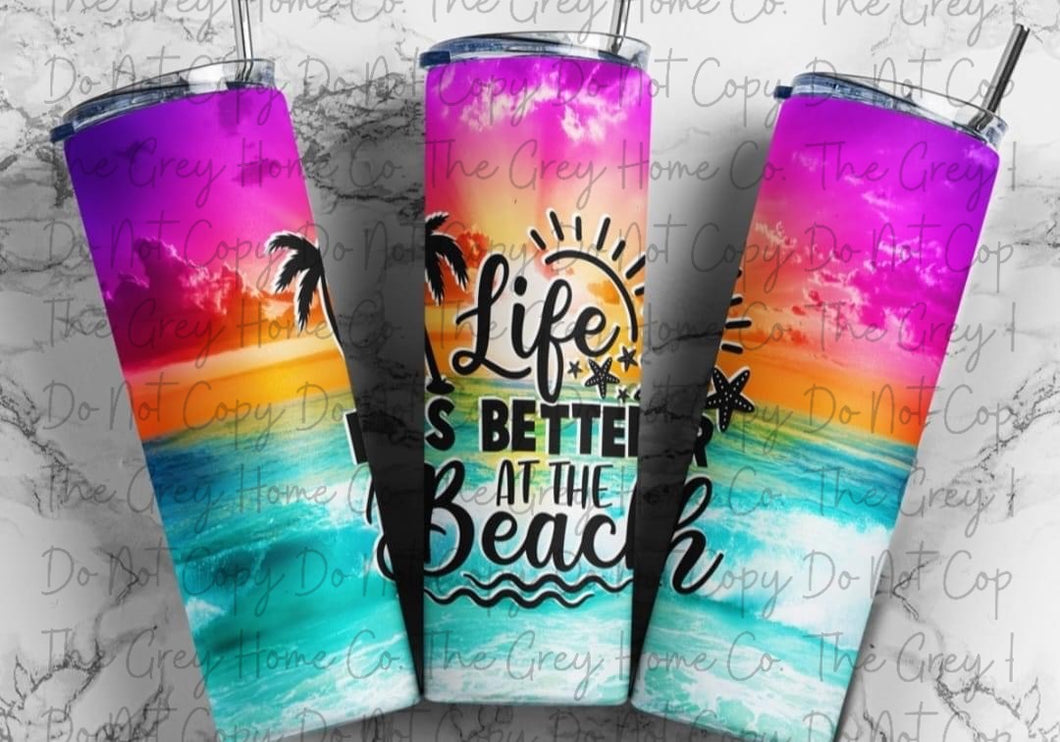 Life At The Beach ( pink)   - 20oz Tumbler RTS