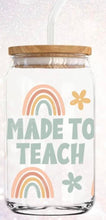 Load image into Gallery viewer, Made To Teach - 16oz glass can w/bamboo lid and straw
