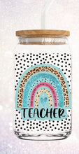 Load image into Gallery viewer, Teacher Life - 16oz glass can w/bamboo lid and straw
